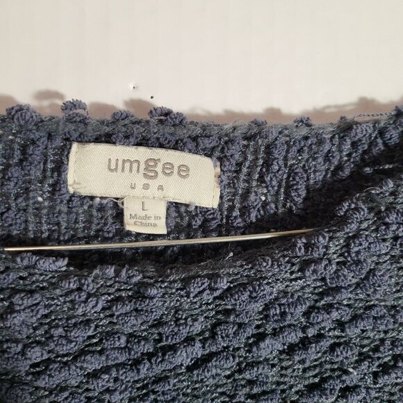 Umgee Blue Chunky Oversize Sweater Tunic Popcorn Womens L - Picture 2 of 5